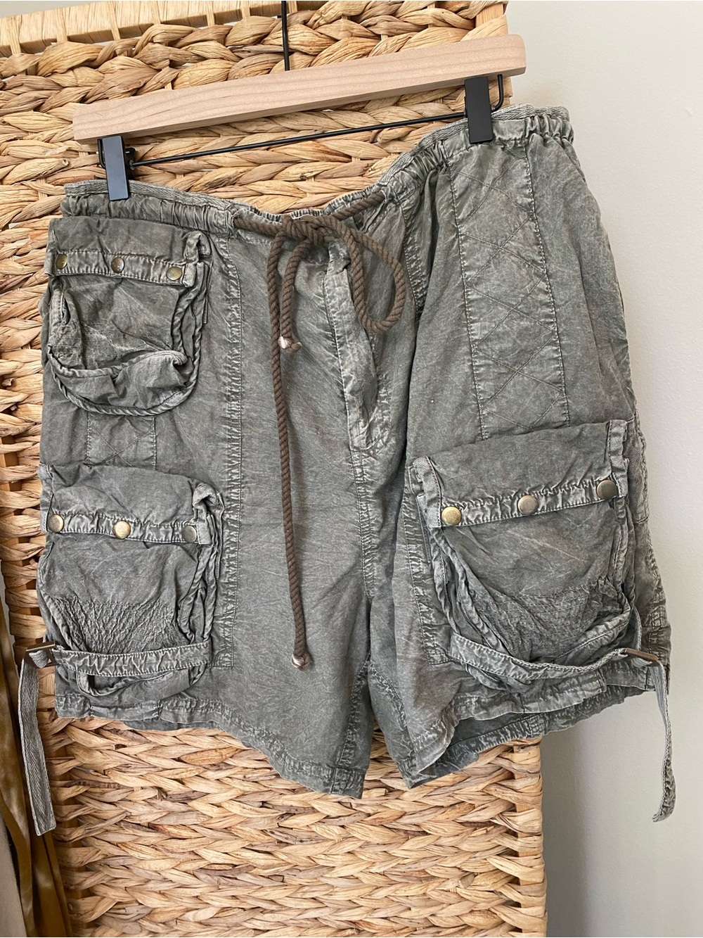 Free People Olive Green Cargo Shorts